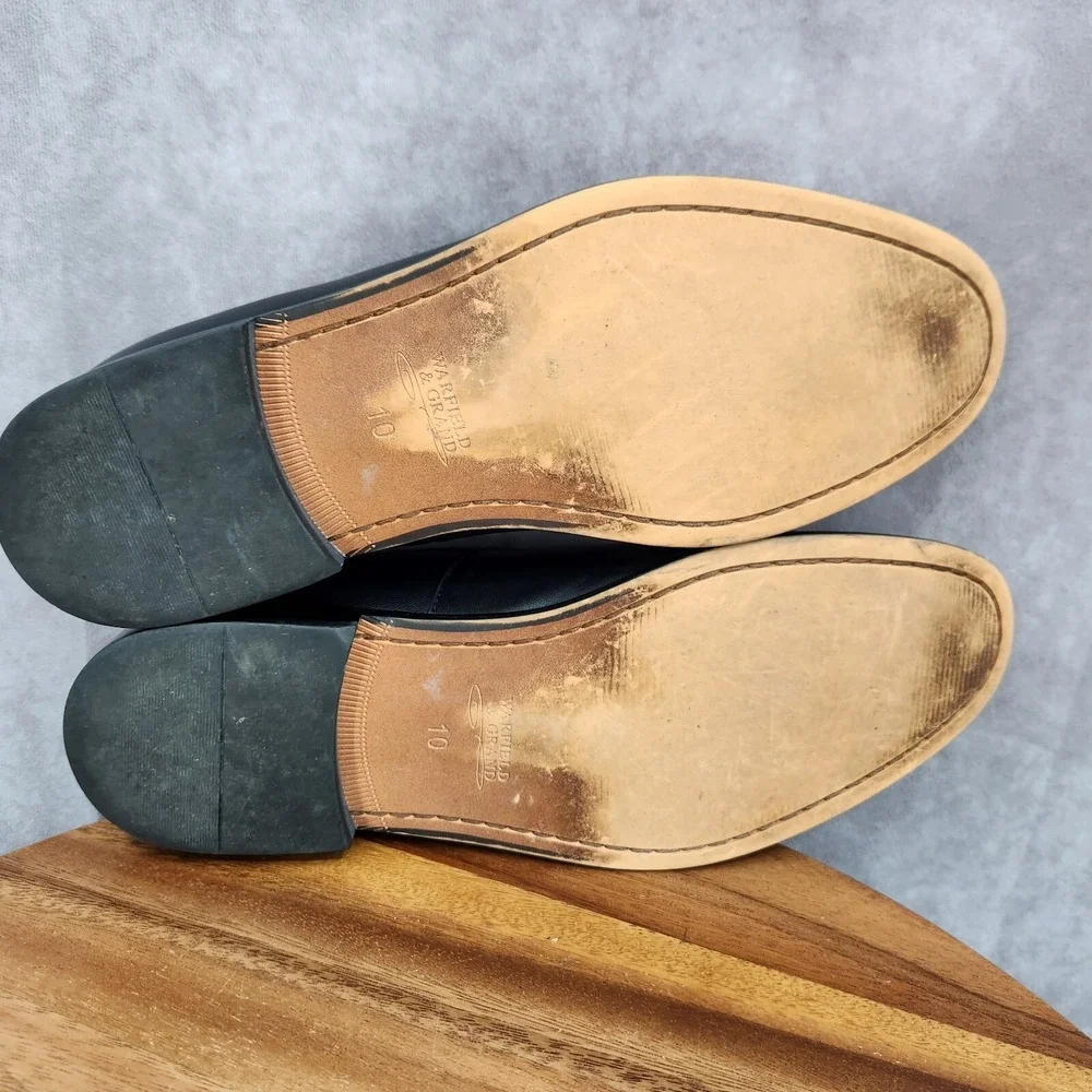 Warfield & Grand Loafer Mens‎ 10 Jackson Black Leather Slip On Shoes 90903